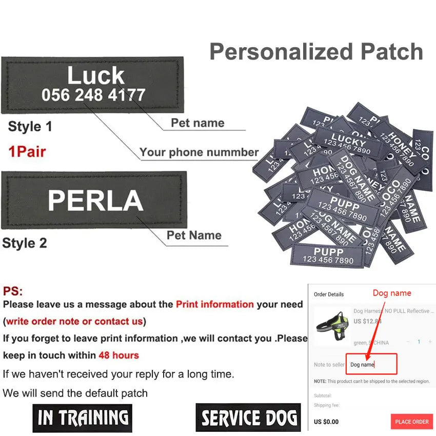 Reflective Anti-Pull Dog Harness with Customizable ID Patch - Breathable and Adjustable