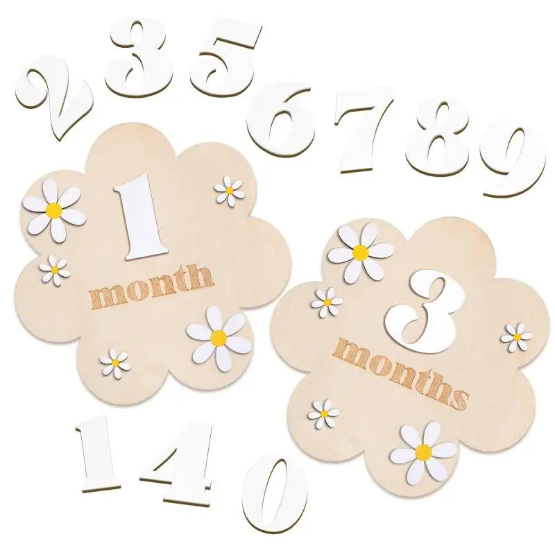 Wooden Monthly Milestone Cards - Monthly Numbers for Newborn and Baby Growth Keepsake Photos