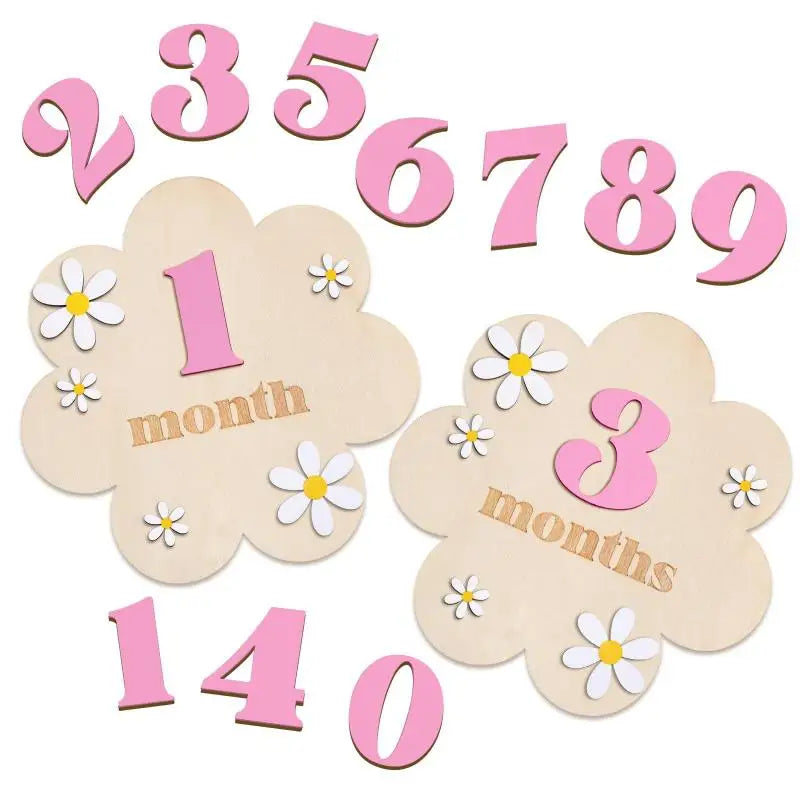 Wooden Monthly Milestone Cards - Monthly Numbers for Newborn and Baby Growth Keepsake Photos