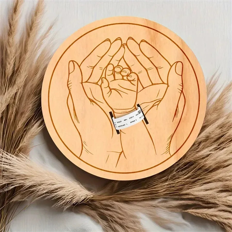 Personalized Birth Keepsake Bracelet - Photo Holder Engraved with Baby's Name and Date for Newborn Keepsake