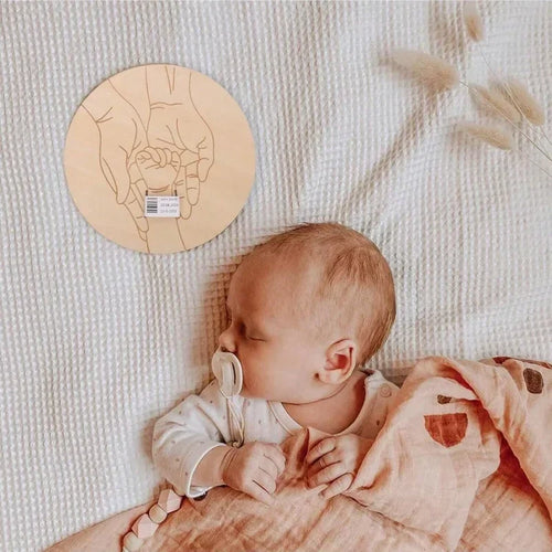 Personalized Birth Keepsake Bracelet - Photo Holder Engraved with Baby's Name and Date for Newborn Keepsake