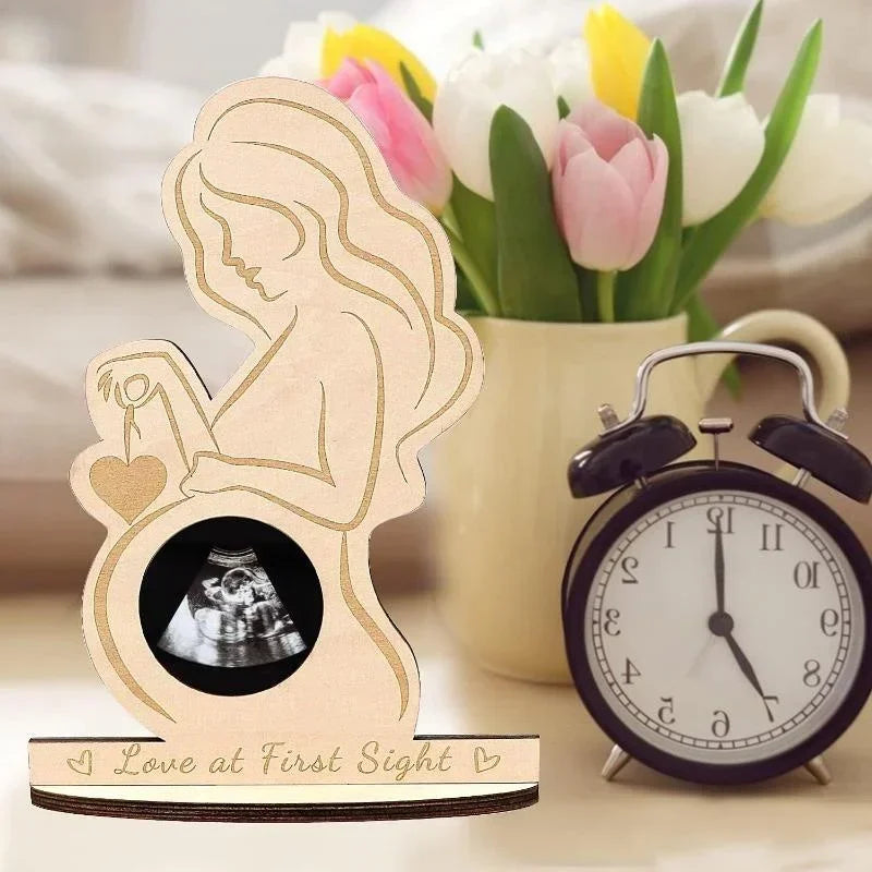 Wooden Ultrasound Photo Frame - Pregnancy Keepsake for the Future Mom and First Baby Photo