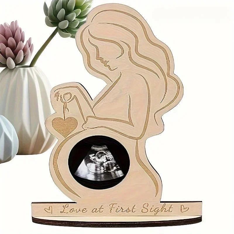 Wooden Ultrasound Photo Frame - Pregnancy Keepsake for the Future Mom and First Baby Photo