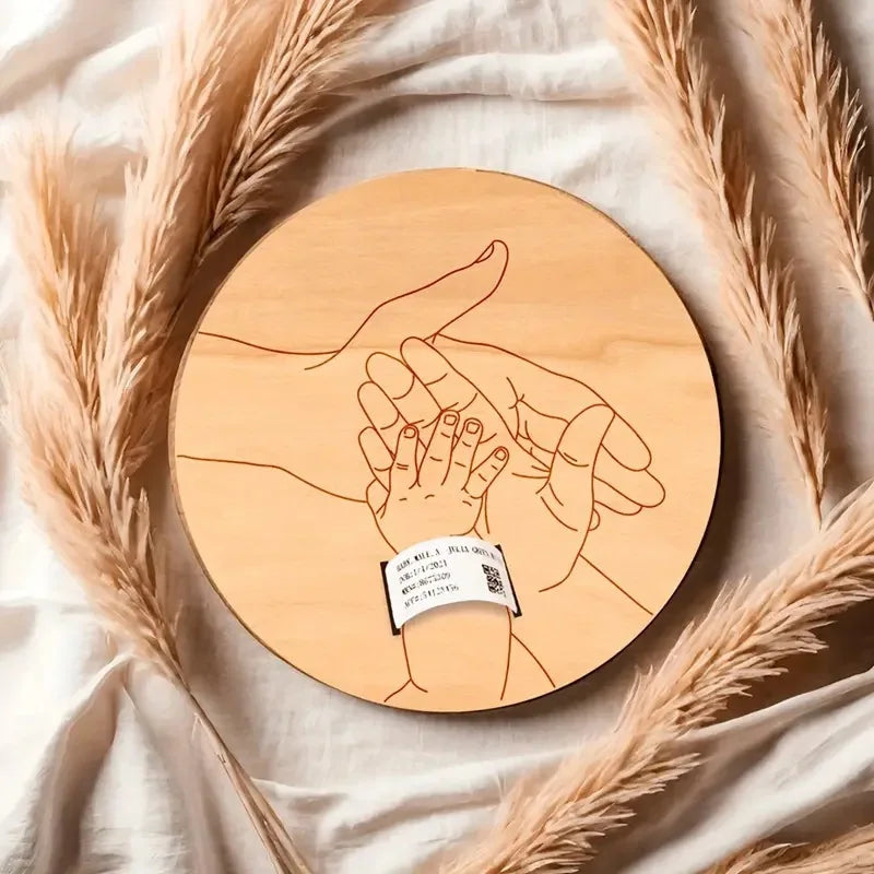 Personalized Birth Keepsake Bracelet - Photo Holder Engraved with Baby's Name and Date for Newborn Keepsake