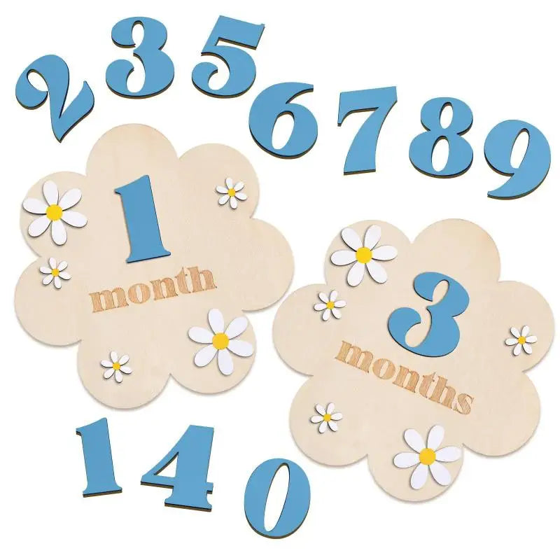Wooden Monthly Milestone Cards - Monthly Numbers for Newborn and Baby Growth Keepsake Photos