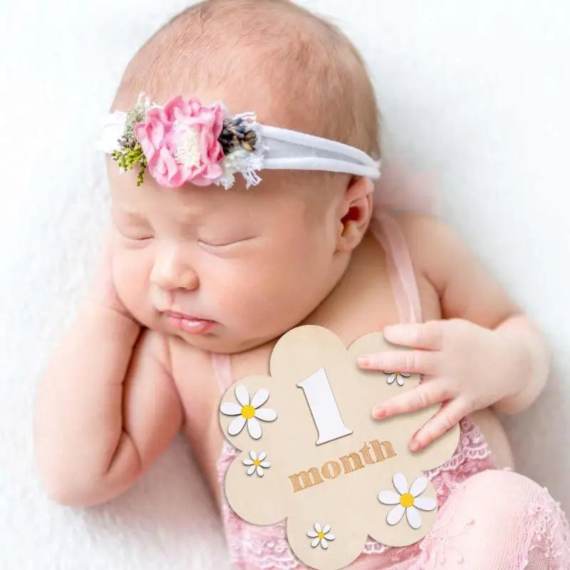 Wooden Monthly Milestone Cards - Monthly Numbers for Newborn and Baby Growth Keepsake Photos