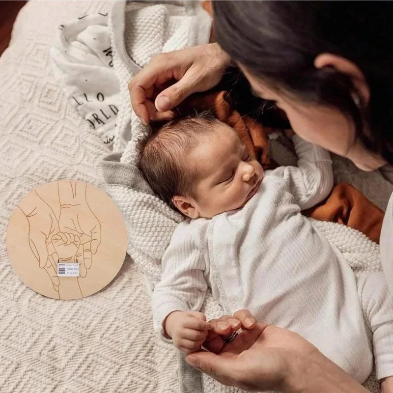 Personalized Birth Keepsake Bracelet - Photo Holder Engraved with Baby's Name and Date for Newborn Keepsake