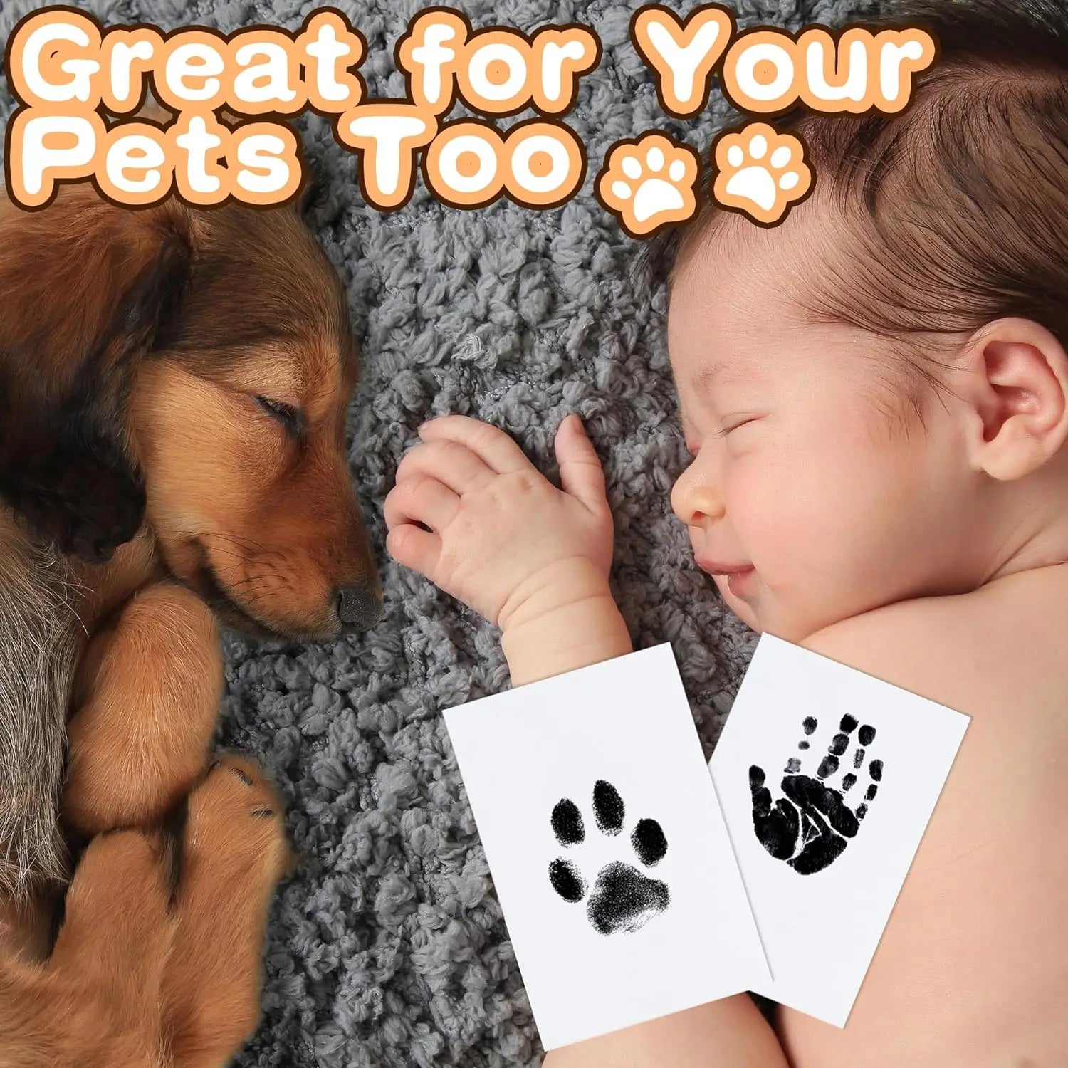 Dog, Cat, and Baby Handprint Kit - Non-Toxic Ink Pad for Keepsakes of Puppies and Newborns