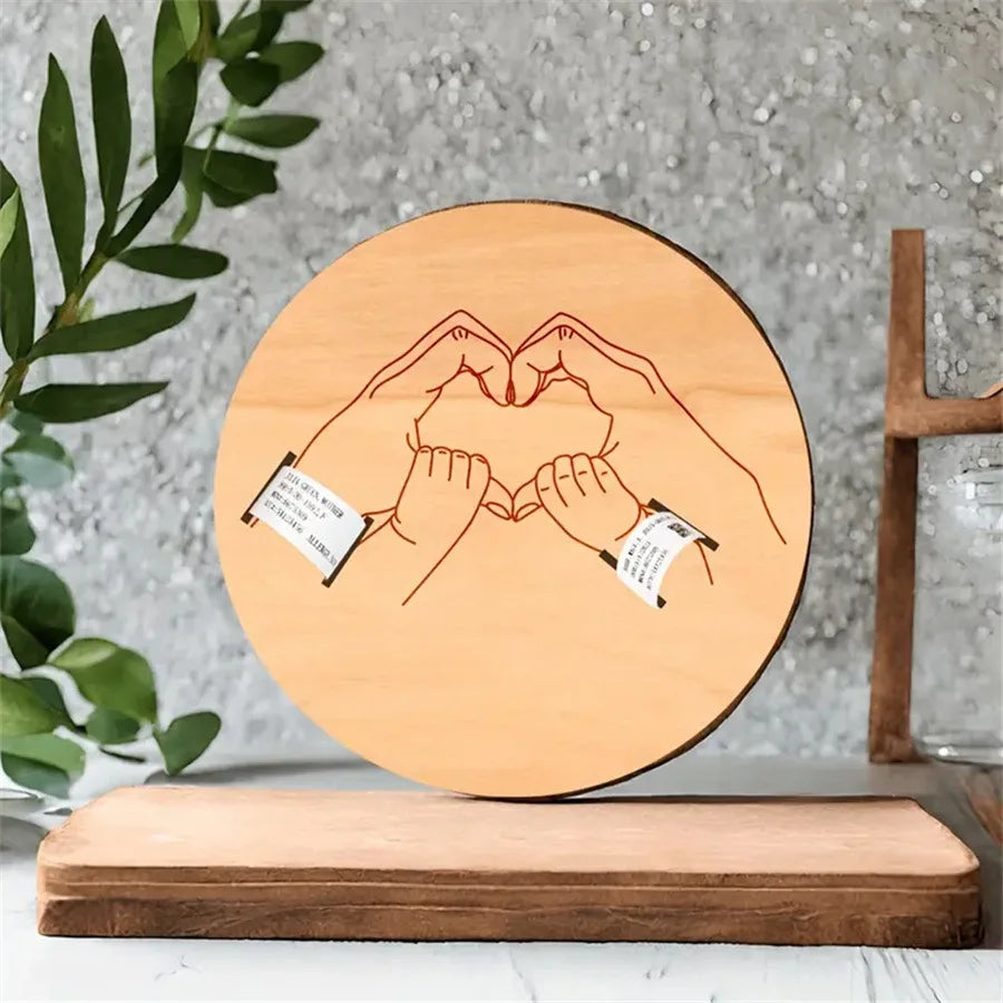 Personalized Birth Keepsake Bracelet - Photo Holder Engraved with Baby's Name and Date for Newborn Keepsake