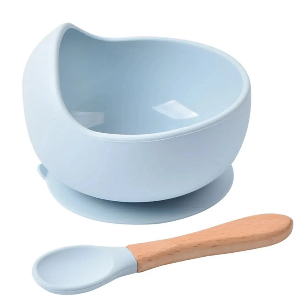 Anti-Tip Silicone Baby Food Set - Bowl and Spoon for Safe, Waste-Free Weaning
