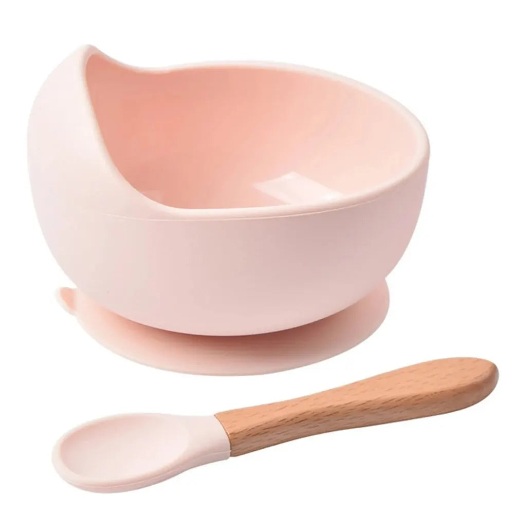 Anti-Tip Silicone Baby Food Set - Bowl and Spoon for Safe, Waste-Free Weaning