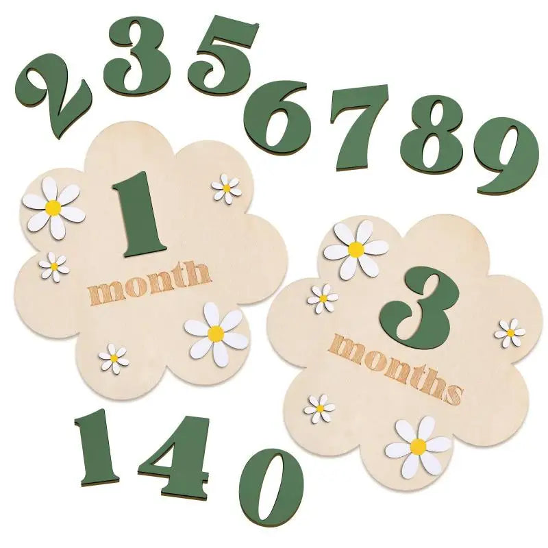 Wooden Monthly Milestone Cards - Monthly Numbers for Newborn and Baby Growth Keepsake Photos