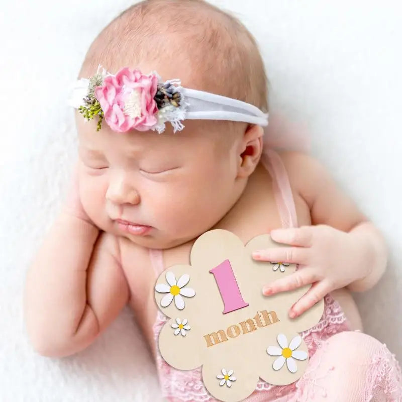 Wooden Monthly Milestone Cards - Monthly Numbers for Newborn and Baby Growth Keepsake Photos