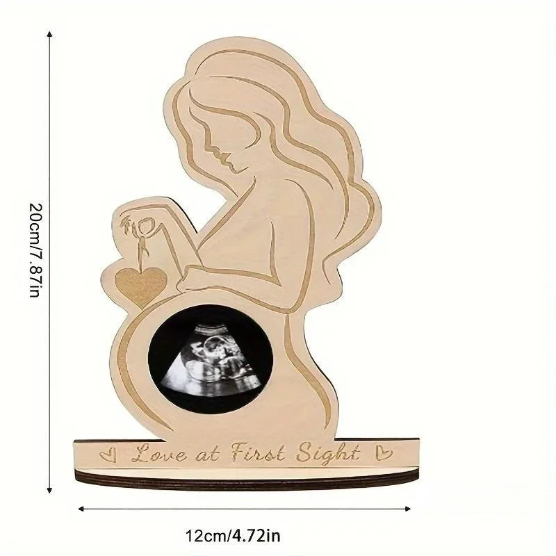 Wooden Ultrasound Photo Frame - Pregnancy Keepsake for the Future Mom and First Baby Photo