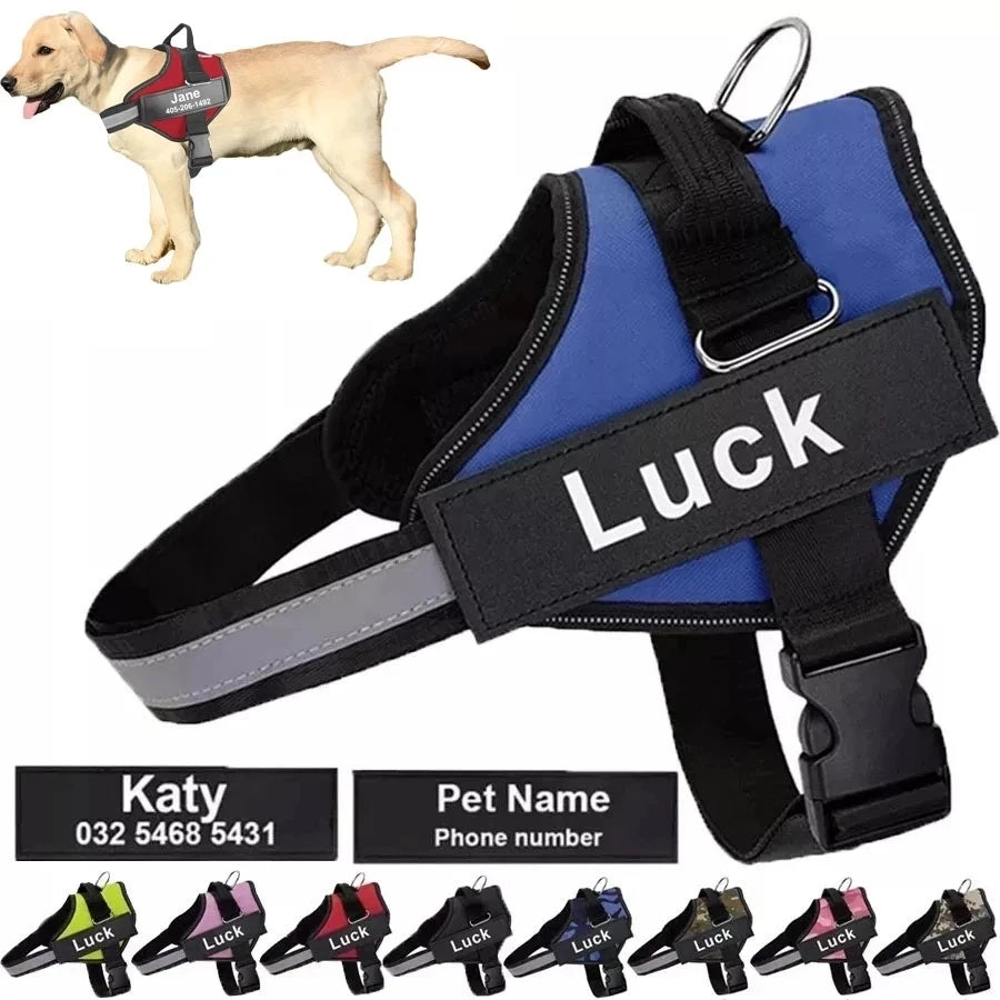 Reflective Anti-Pull Dog Harness with Customizable ID Patch - Breathable and Adjustable